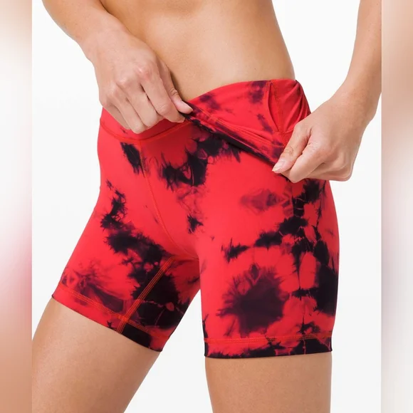 Lululemon Wunder Train High-Rise Short Tie Dye Carnation Red Black Size 0 - Picture 4 of 7
